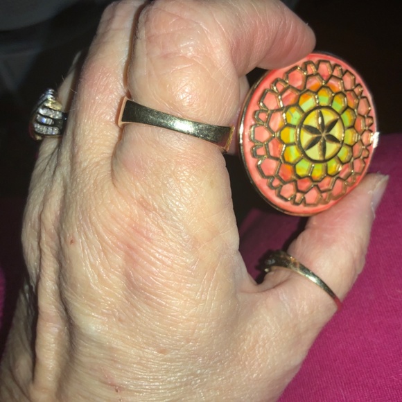 Hollycraft round orange & yellow gold-tone brooch and matching earrings P0001 - Picture 3 of 8